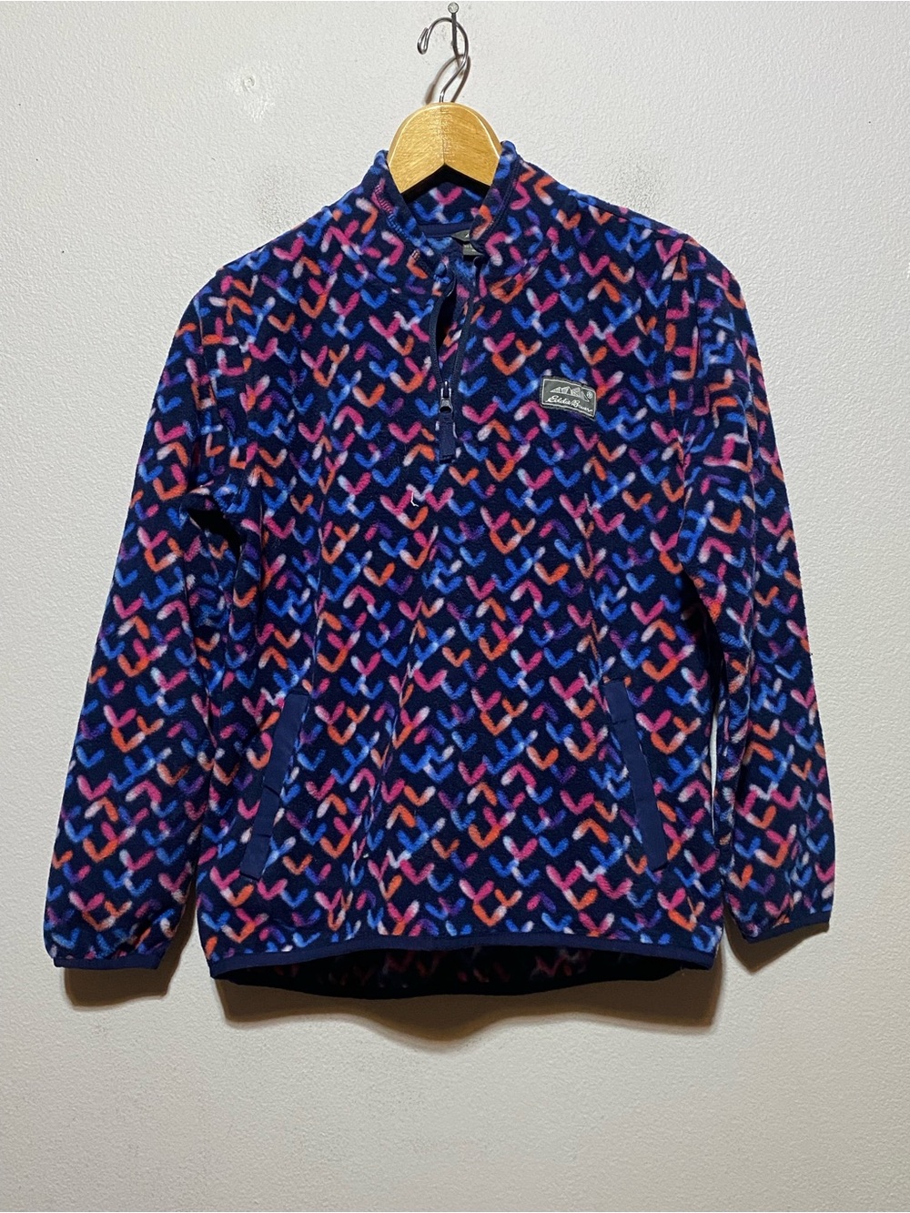 Lands End Kids Large 14/16 Fleece 1/4 Zip Pullover  Pockets